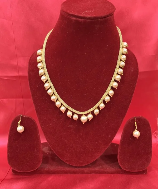 Golden Crystal pearl mala necklace serene look