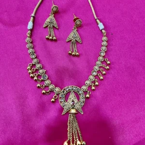 Golden Traditional look polki gold plated necklace