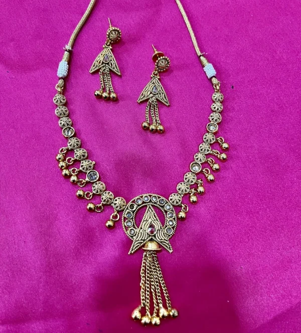 Golden Traditional look polki gold plated necklace