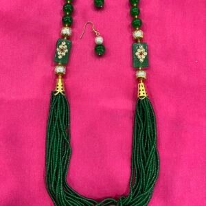 Green Moti multi-layer mala can be worn with any traditional dress