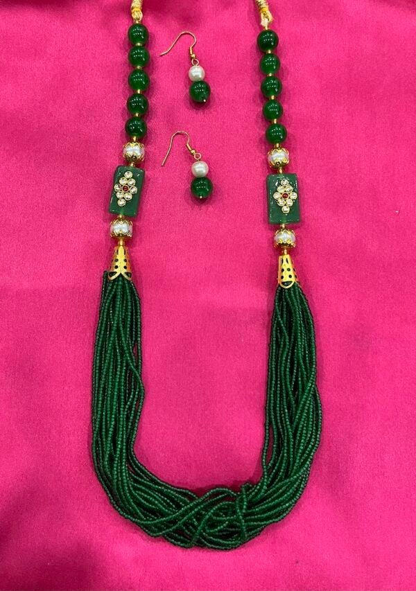 Green Moti multi-layer mala can be worn with any traditional dress