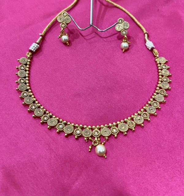 Traditional Golden look polki gold plated necklace