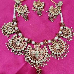 meenakari Red and White dhoolu necklace